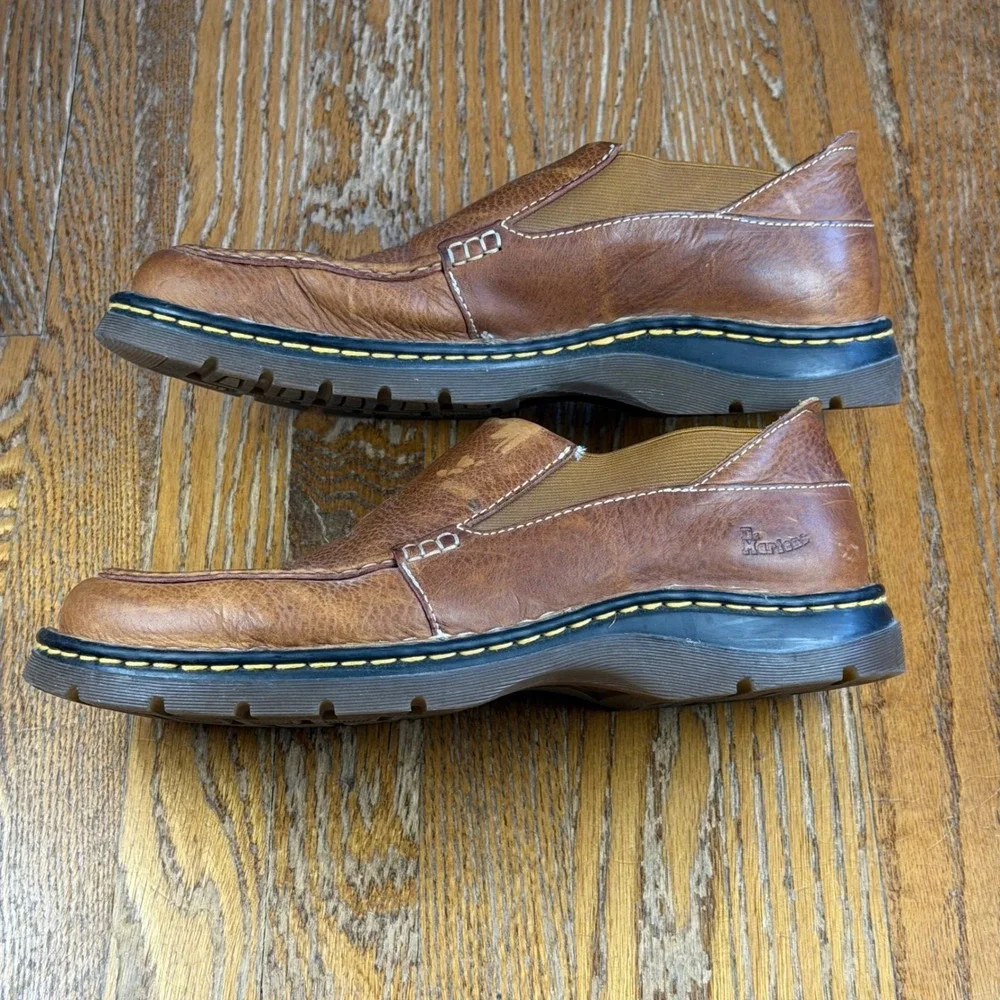 Dr. Martens Mens Brown Leather Slip On Loafers Moc Toe Shoes  US 12 AW004